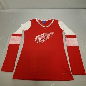 Reebok Detroit Red Wings NHL Shirt Women Medium Red PlayDry Long Sleeve 4224W 15